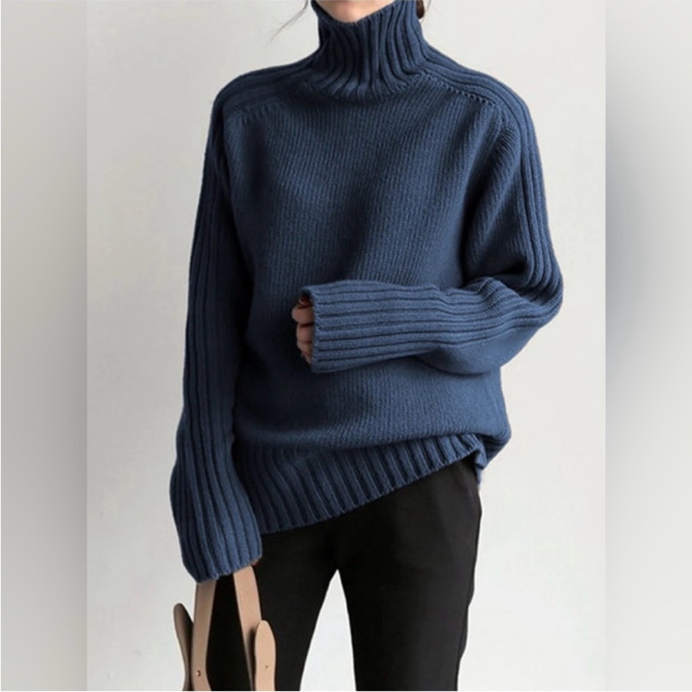 NWT Commense Navy Cowl Neck Sweater